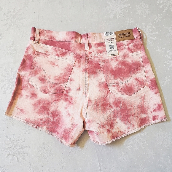 New Levi Strauss Signature Heritage High Rise 3" Pink Tie Dye Shorts Women's 12 - Picture 3 of 9